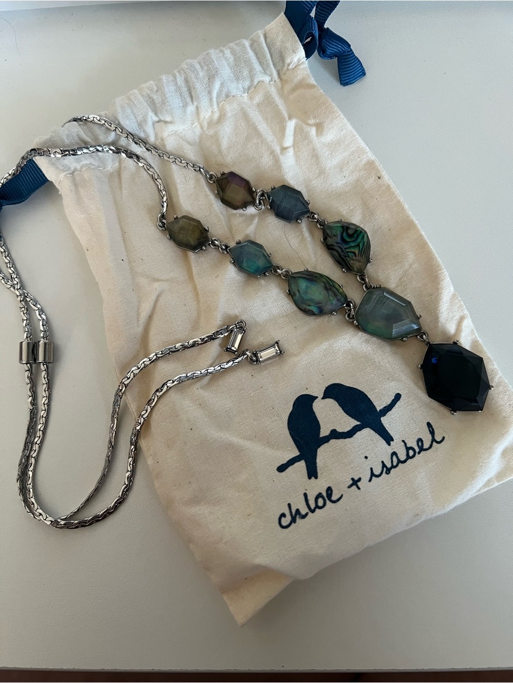 Chloe + Isabel Iridescent Green-Blue Multi-Stone Pendant Necklace